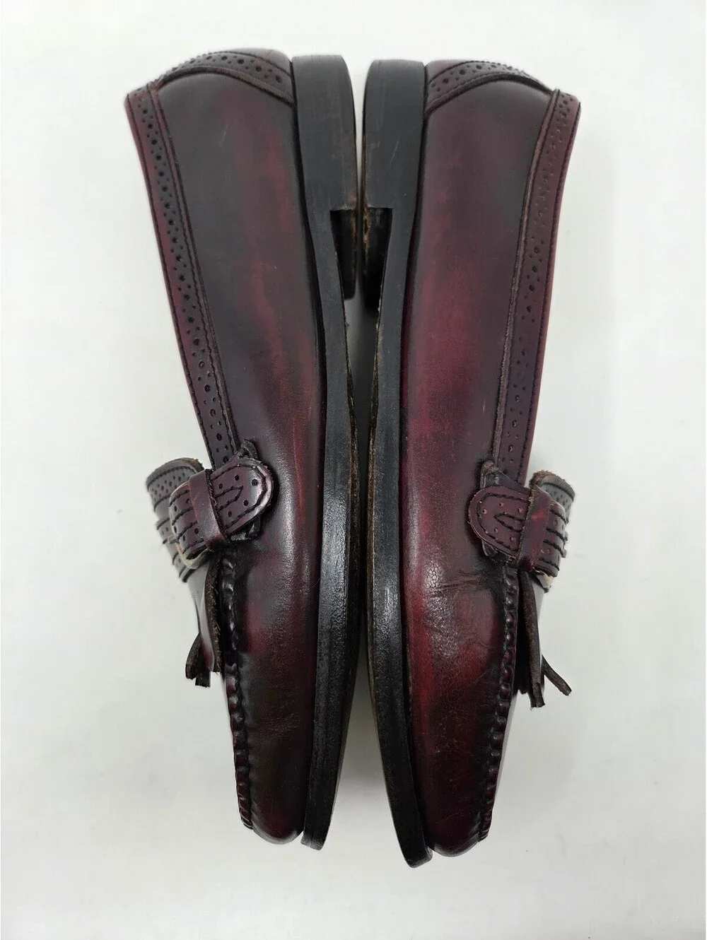 Cole Haan Burgundy Leather Kiltie Loafers W/ Buckle Mens 9.5
